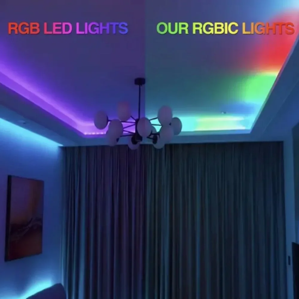 RGBIC Led Strip 32.8F TV Room Into a Party Paradise with Music-Synced LED Lights